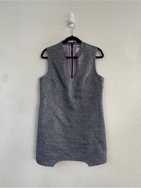 Sleeveless Heather Gray Shift Dress with Keyhole Neck